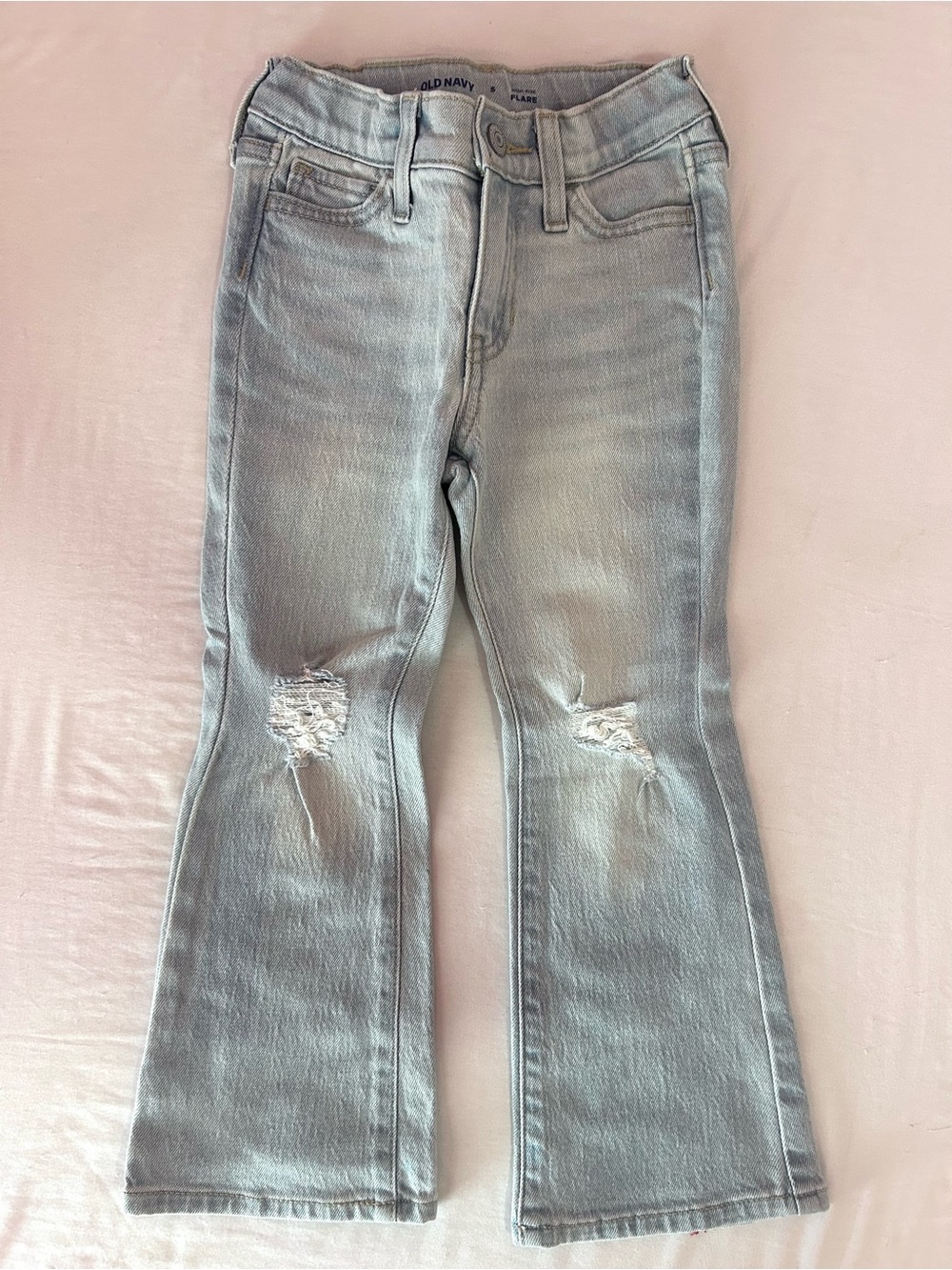 Girls Old Navy Light Blue Distressed Flare Jeans